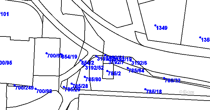 Parcela st. 3192/51 v KÚ Michle, Katastrální mapa