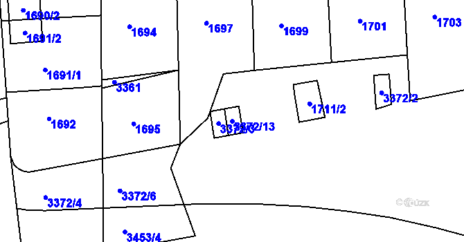 Parcela st. 3372/13 v KÚ Michle, Katastrální mapa