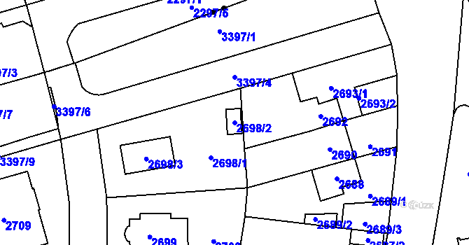 Parcela st. 2698/2 v KÚ Michle, Katastrální mapa