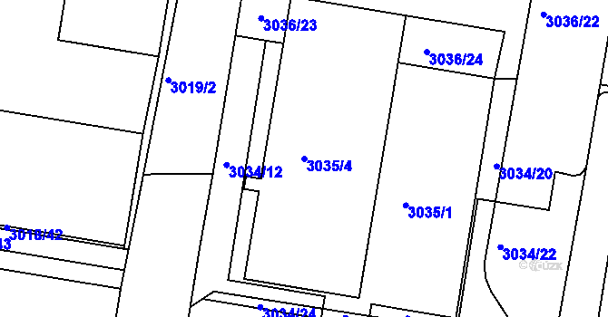 Parcela st. 3035/4 v KÚ Michle, Katastrální mapa