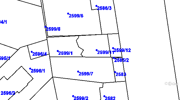 Parcela st. 2599/11 v KÚ Michle, Katastrální mapa