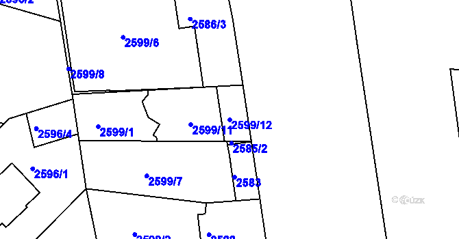 Parcela st. 2599/12 v KÚ Michle, Katastrální mapa
