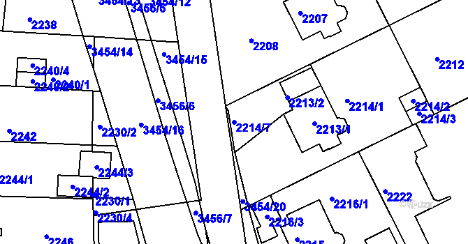 Parcela st. 2214/7 v KÚ Michle, Katastrální mapa