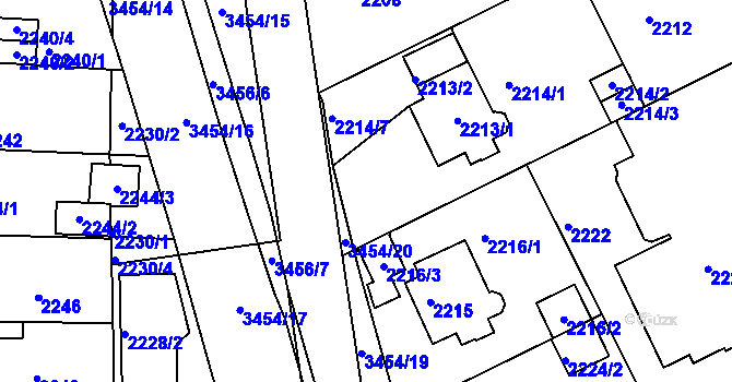 Parcela st. 2214/6 v KÚ Michle, Katastrální mapa