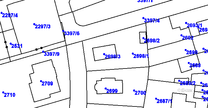 Parcela st. 2698/3 v KÚ Michle, Katastrální mapa