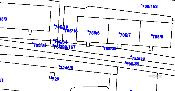 Parcela st. 785/45 v KÚ Michle, Katastrální mapa