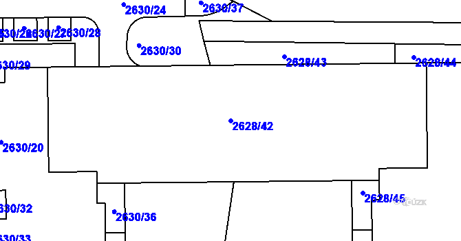 Parcela st. 2628/42 v KÚ Michle, Katastrální mapa