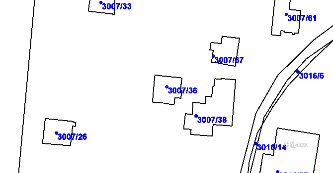 Parcela st. 3007/36 v KÚ Michle, Katastrální mapa
