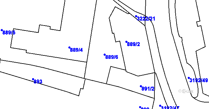 Parcela st. 889/6 v KÚ Michle, Katastrální mapa