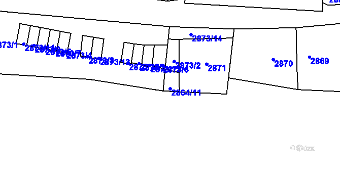 Parcela st. 2864/11 v KÚ Michle, Katastrální mapa
