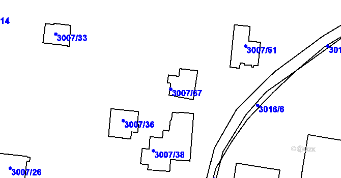 Parcela st. 3007/67 v KÚ Michle, Katastrální mapa