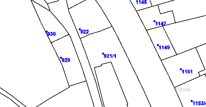 Parcela st. 921/1 v KÚ Michle, Katastrální mapa