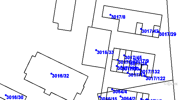 Parcela st. 3016/33 v KÚ Michle, Katastrální mapa