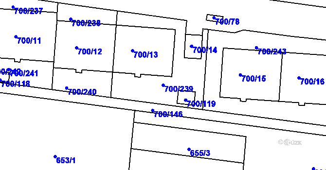 Parcela st. 700/239 v KÚ Michle, Katastrální mapa