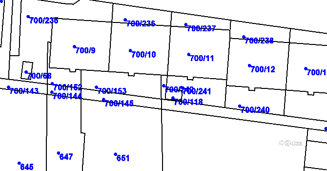 Parcela st. 700/242 v KÚ Michle, Katastrální mapa