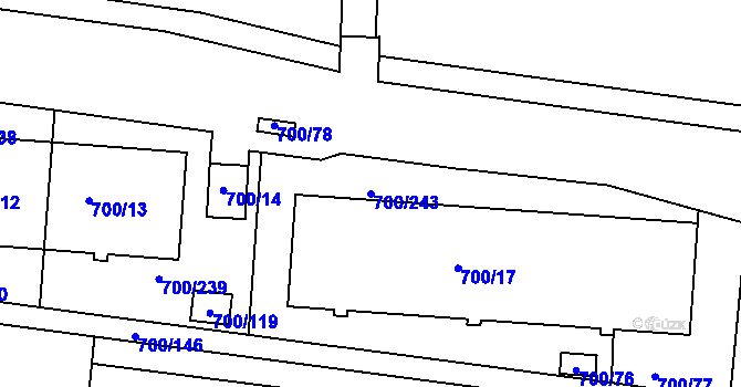 Parcela st. 700/243 v KÚ Michle, Katastrální mapa