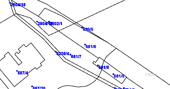 Parcela st. 681/6 v KÚ Michle, Katastrální mapa