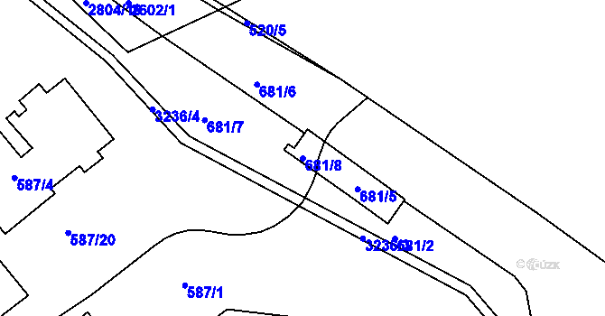 Parcela st. 681/8 v KÚ Michle, Katastrální mapa