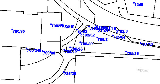 Parcela st. 785/80 v KÚ Michle, Katastrální mapa