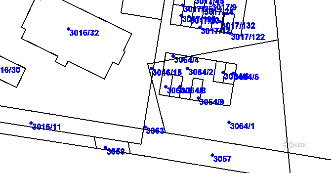 Parcela st. 3064/7 v KÚ Michle, Katastrální mapa