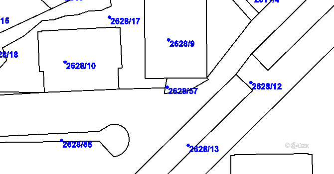 Parcela st. 2628/57 v KÚ Michle, Katastrální mapa