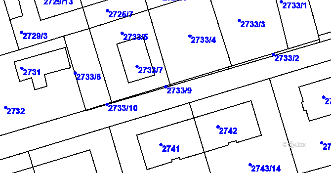 Parcela st. 2733/9 v KÚ Michle, Katastrální mapa