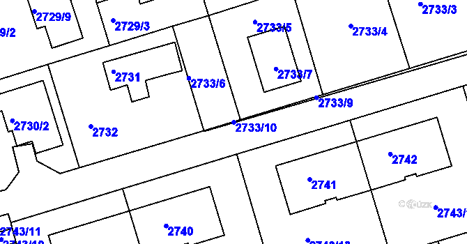 Parcela st. 2733/10 v KÚ Michle, Katastrální mapa