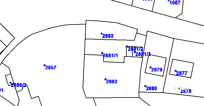 Parcela st. 2881/1 v KÚ Michle, Katastrální mapa