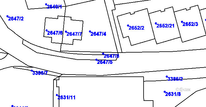 Parcela st. 2647/8 v KÚ Michle, Katastrální mapa