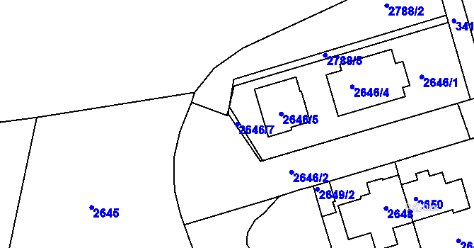 Parcela st. 2646/7 v KÚ Michle, Katastrální mapa