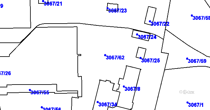 Parcela st. 3067/62 v KÚ Michle, Katastrální mapa