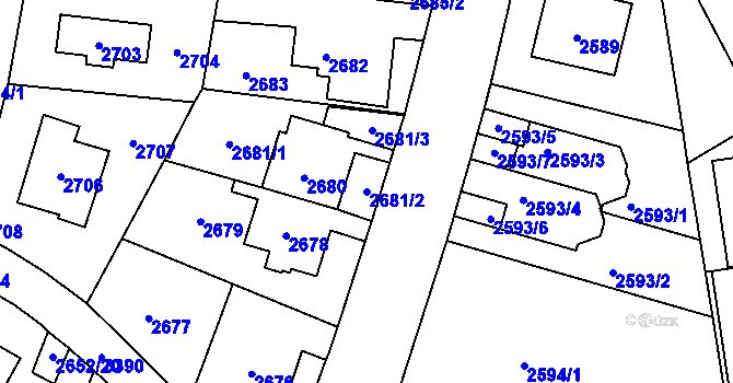 Parcela st. 2681/2 v KÚ Michle, Katastrální mapa