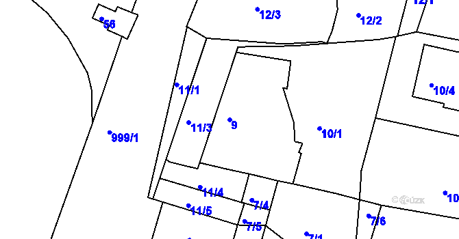 Parcela st. 9 v KÚ Hodkovičky, Katastrální mapa