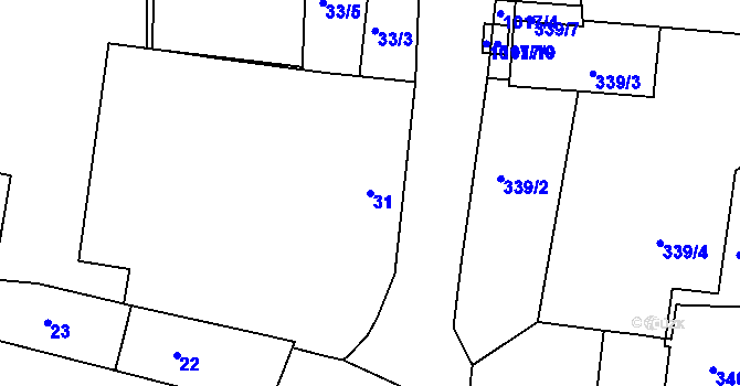 Parcela st. 31 v KÚ Hodkovičky, Katastrální mapa