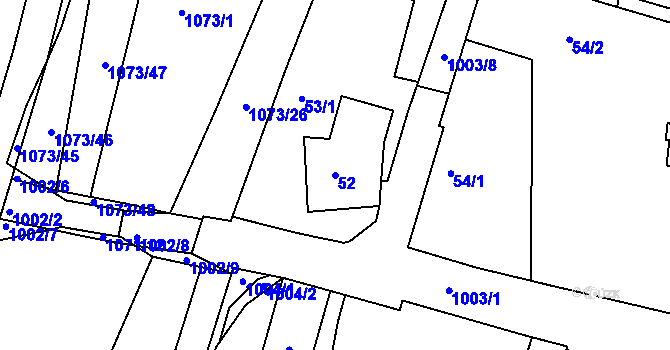 Parcela st. 52 v KÚ Hodkovičky, Katastrální mapa