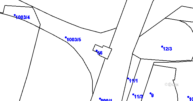Parcela st. 56 v KÚ Hodkovičky, Katastrální mapa