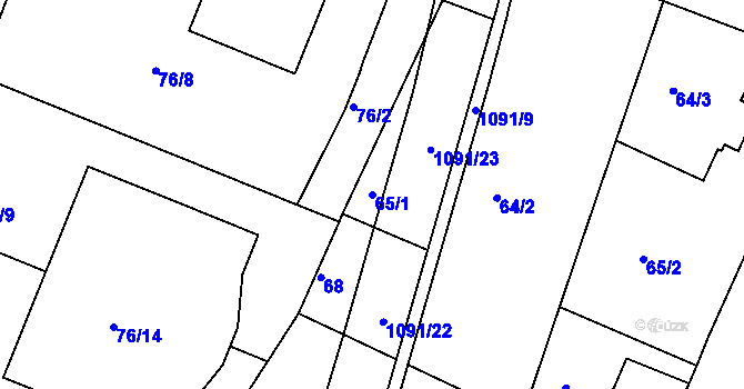 Parcela st. 65/1 v KÚ Hodkovičky, Katastrální mapa