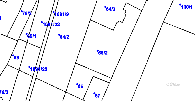 Parcela st. 65/2 v KÚ Hodkovičky, Katastrální mapa