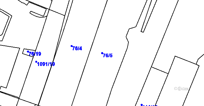 Parcela st. 76/5 v KÚ Hodkovičky, Katastrální mapa
