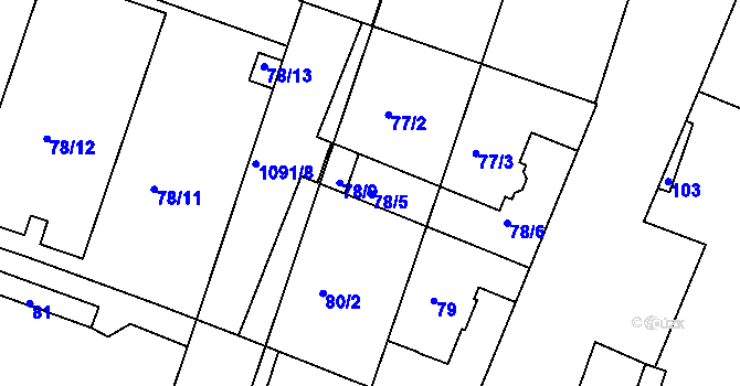Parcela st. 78/5 v KÚ Hodkovičky, Katastrální mapa