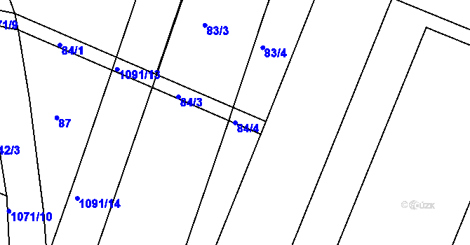 Parcela st. 84/4 v KÚ Hodkovičky, Katastrální mapa