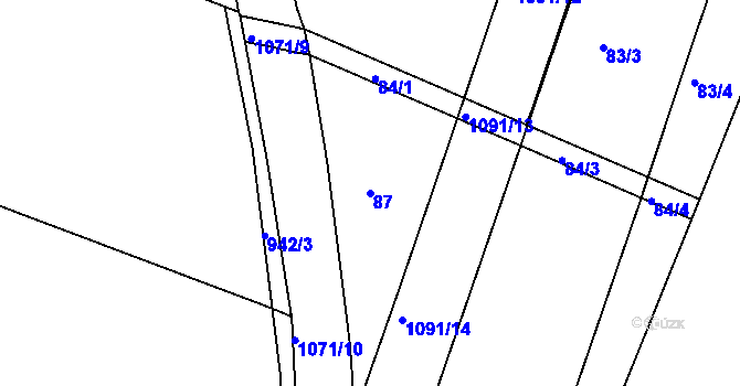 Parcela st. 87 v KÚ Hodkovičky, Katastrální mapa