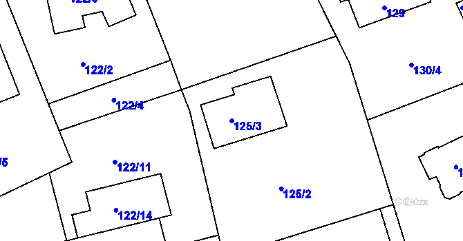 Parcela st. 125/3 v KÚ Hodkovičky, Katastrální mapa
