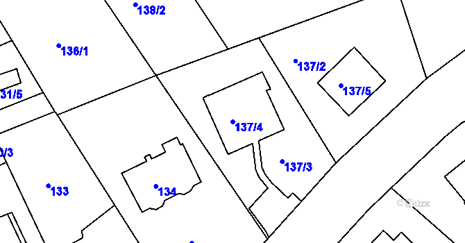 Parcela st. 137/4 v KÚ Hodkovičky, Katastrální mapa