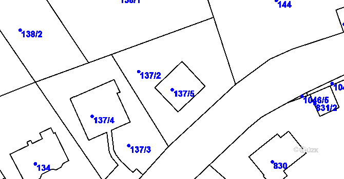 Parcela st. 137/5 v KÚ Hodkovičky, Katastrální mapa