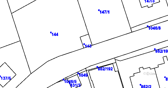 Parcela st. 143 v KÚ Hodkovičky, Katastrální mapa