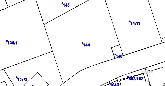 Parcela st. 144 v KÚ Hodkovičky, Katastrální mapa