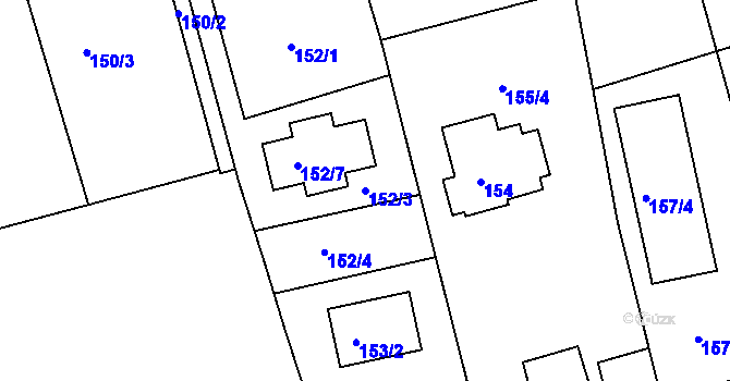 Parcela st. 152/3 v KÚ Hodkovičky, Katastrální mapa
