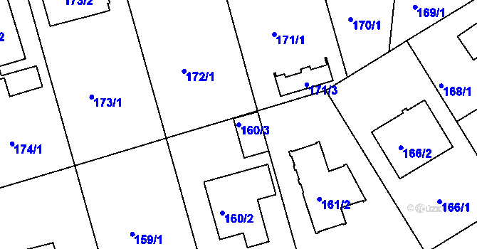 Parcela st. 160/3 v KÚ Hodkovičky, Katastrální mapa