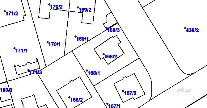 Parcela st. 168/2 v KÚ Hodkovičky, Katastrální mapa